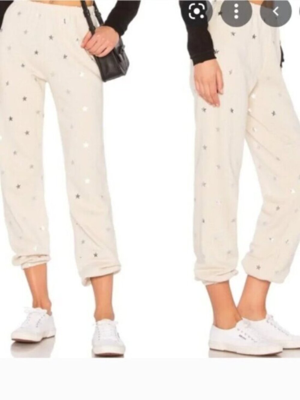 Wildfox Beige Star Print Jogger Sweatpants Size M